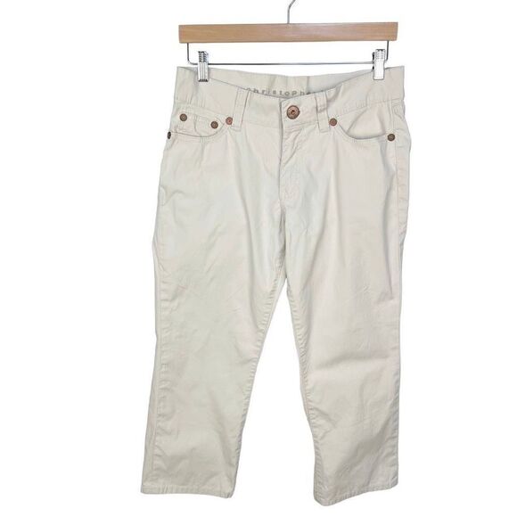 Christopher Blue Cropped Straight Leg Pants Capri pale khaki women’s size 10 - Picture 1 of 12